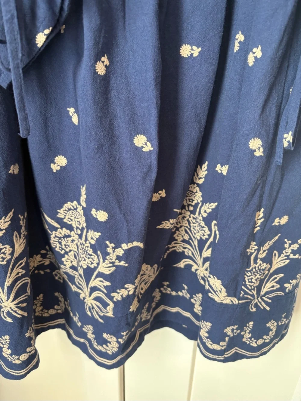 Free People Sonora Printed Mini Dress Navy Blue Medium